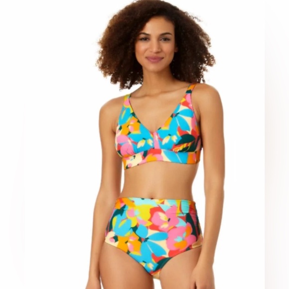 Anne Cole Other - Anne Cole two piece floral high waisted swimsuit  size Large worn twice